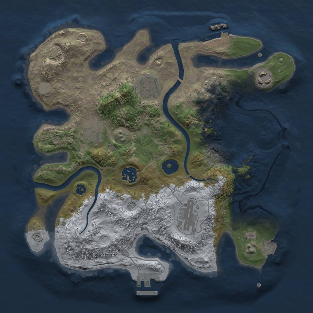Rust Map: Procedural Map, Size: 3000, Seed: 60994839, 11 Monuments