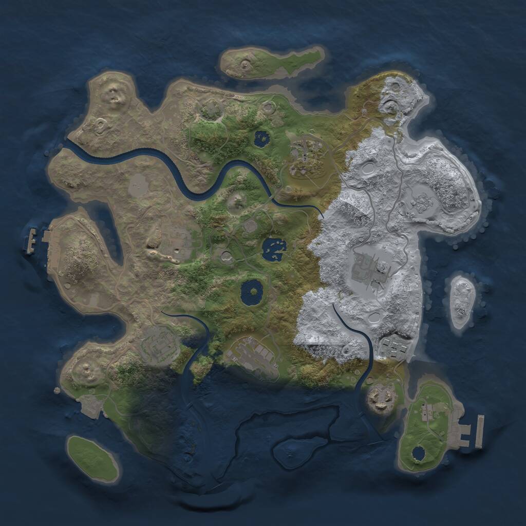 Rust Map: Procedural Map, Size: 3200, Seed: 6464, 14 Monuments