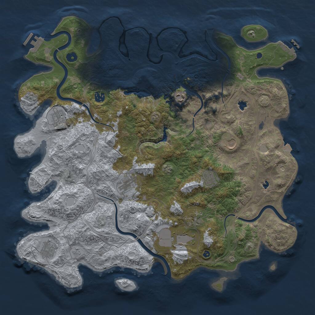 Rust Map: Procedural Map, Size: 4500, Seed: 450283691, 16 Monuments