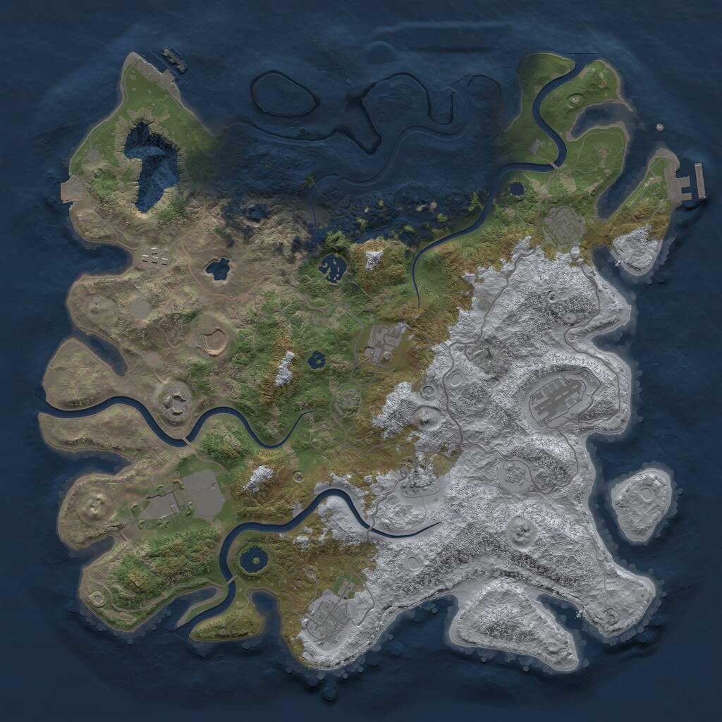 Rust Map: Procedural Map, Size: 4100, Seed: 32569841, 16 Monuments