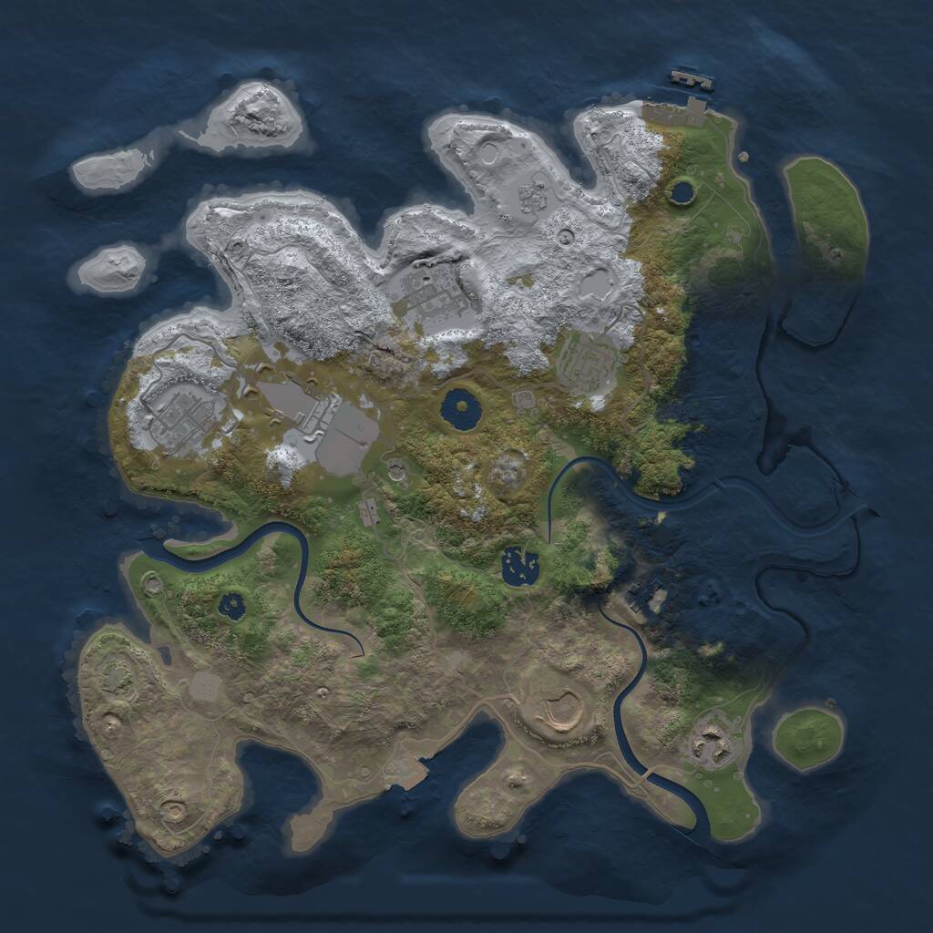 Rust Map: Procedural Map, Size: 3500, Seed: 815713663, 13 Monuments