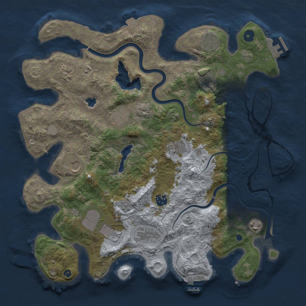 Rust Map: Procedural Map, Size: 4000, Seed: 966272342, 17 Monuments
