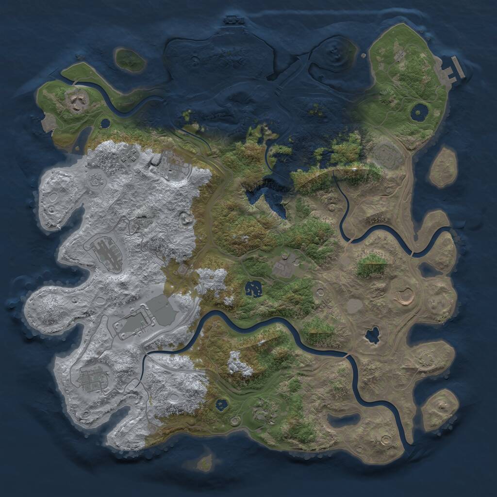 Rust Map: Procedural Map, Size: 4250, Seed: 1086374487, 17 Monuments