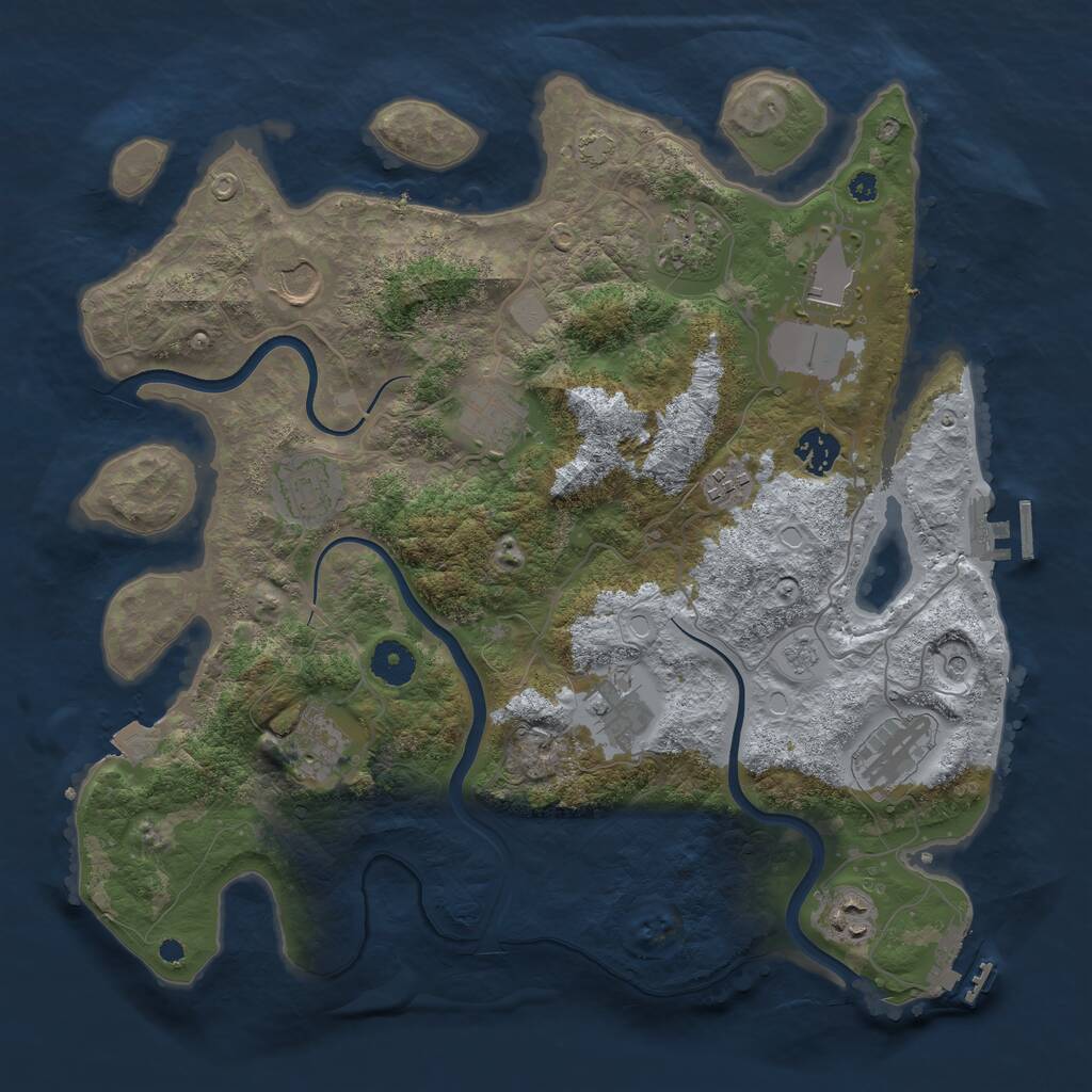 Rust Map: Procedural Map, Size: 3750, Seed: 1421557532, 17 Monuments