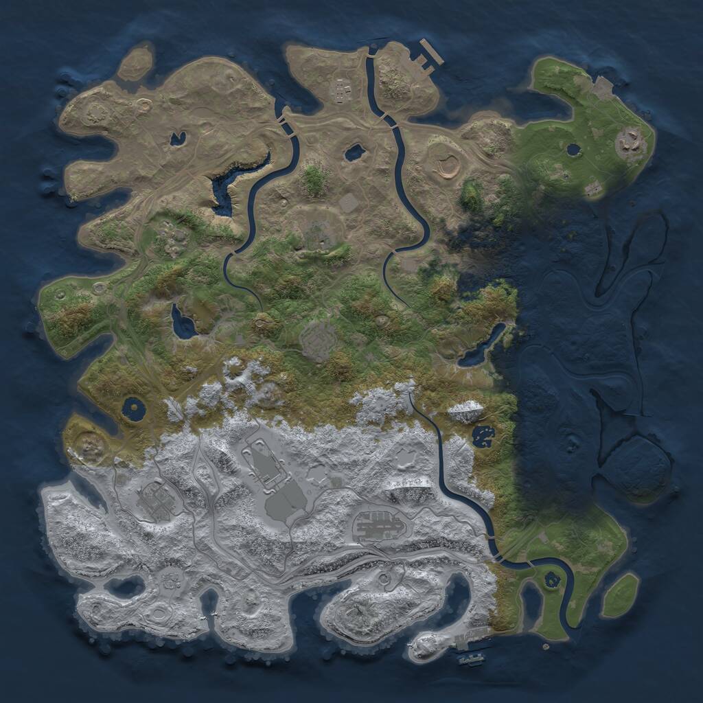Rust Map: Procedural Map, Size: 4500, Seed: 625367564, 16 Monuments