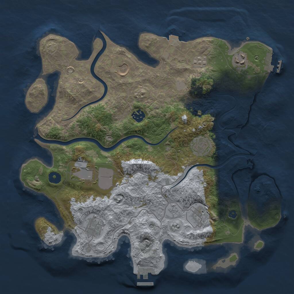 Rust Map: Procedural Map, Size: 3600, Seed: 1267540933, 14 Monuments