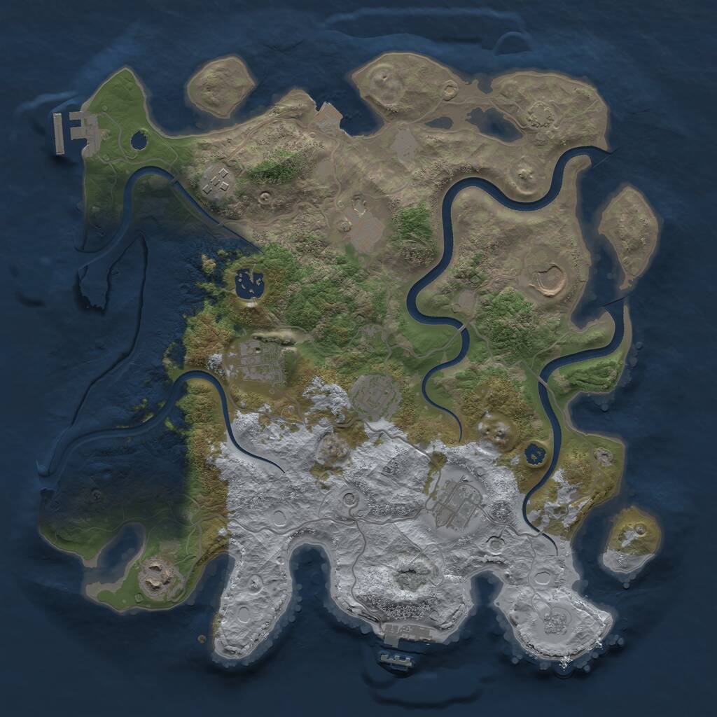 Rust Map: Procedural Map, Size: 3500, Seed: 431005355, 14 Monuments