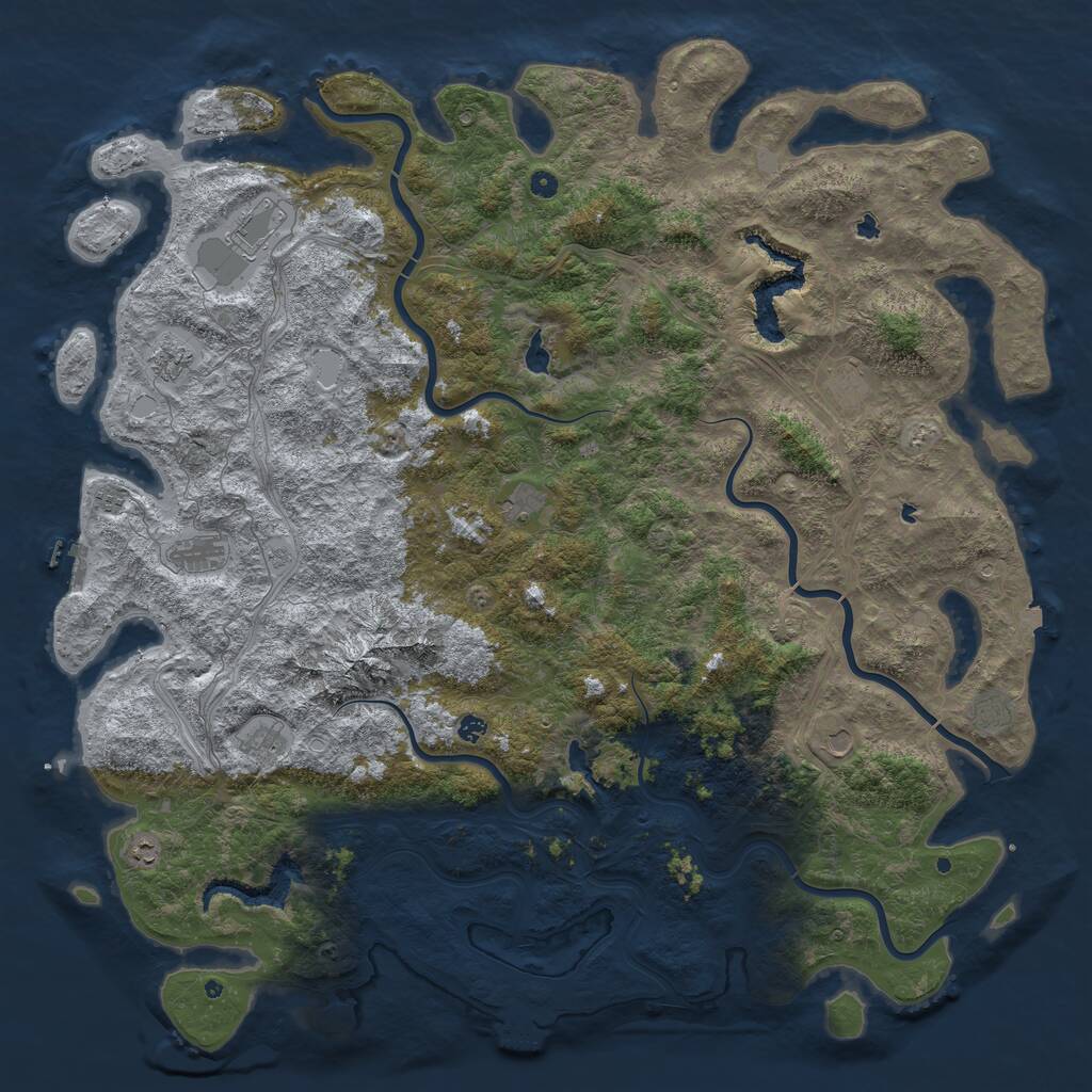 Rust Map: Procedural Map, Size: 6000, Seed: 811061018, 17 Monuments