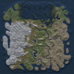 Thumbnail Rust Map: Procedural Map, Size: 6000, Seed: 363246898, 17 Monuments