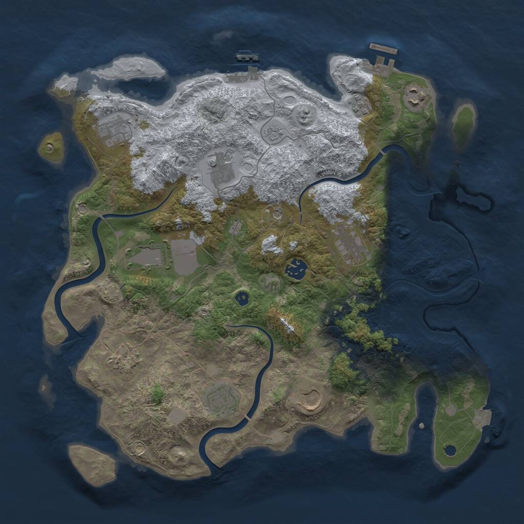 Rust Map: Procedural Map, Size: 3800, Seed: 850721206, 16 Monuments