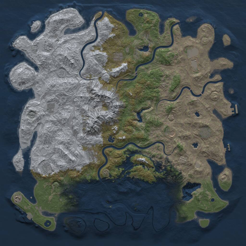 Rust Map: Procedural Map, Size: 5555, Seed: 385955289, 17 Monuments