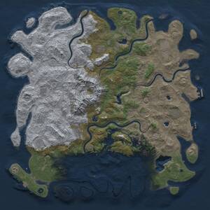 Thumbnail Rust Map: Procedural Map, Size: 5555, Seed: 385955289, 17 Monuments