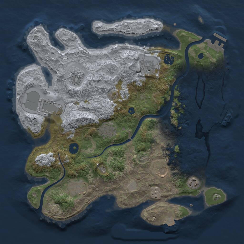 Rust Map: Procedural Map, Size: 3500, Seed: 1002569701, 15 Monuments