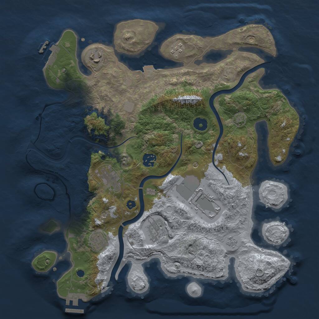 Rust Map: Procedural Map, Size: 3500, Seed: 602097907, 13 Monuments