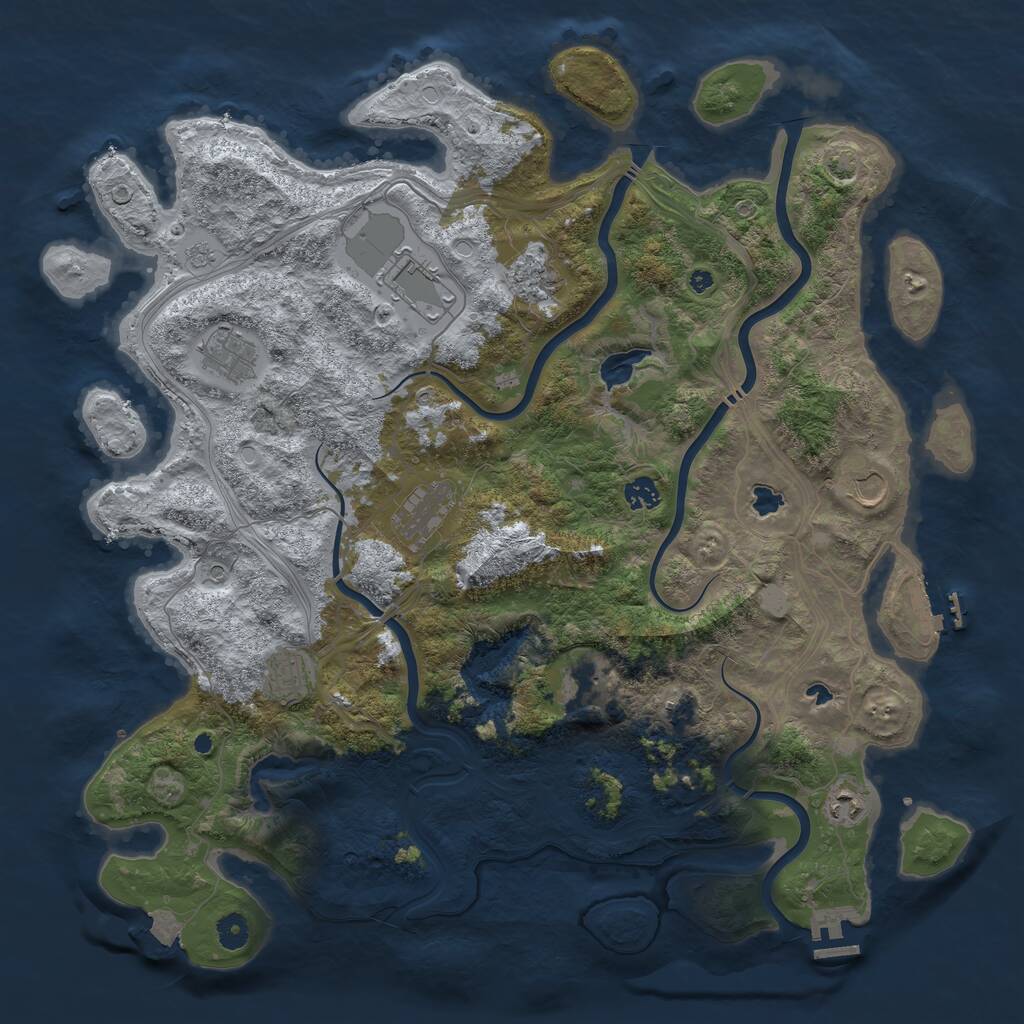 Rust Map: Procedural Map, Size: 4500, Seed: 939783915, 16 Monuments