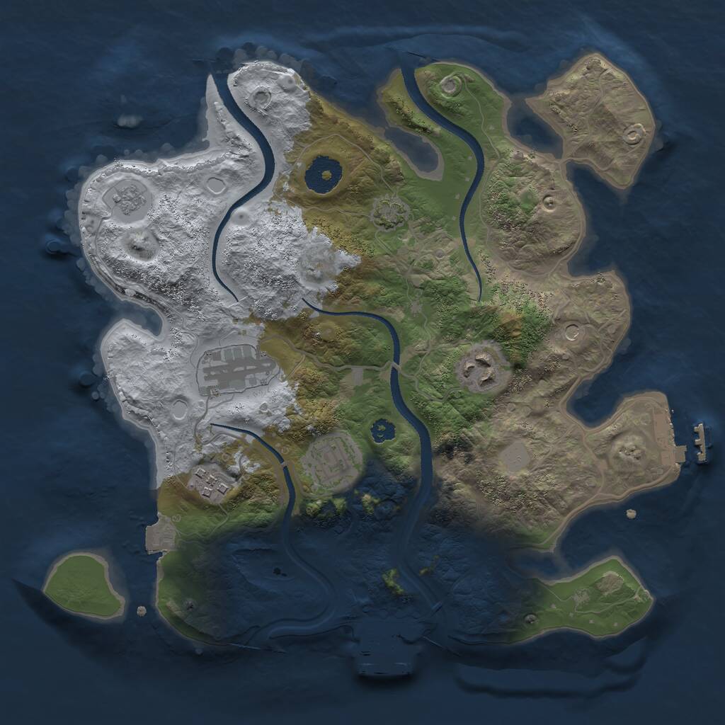 Rust Map: Procedural Map, Size: 3000, Seed: 1610957663, 10 Monuments