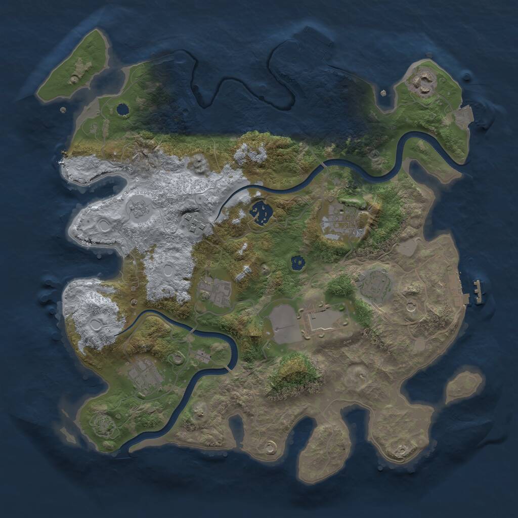 Rust Map: Procedural Map, Size: 3500, Seed: 1501156256, 14 Monuments