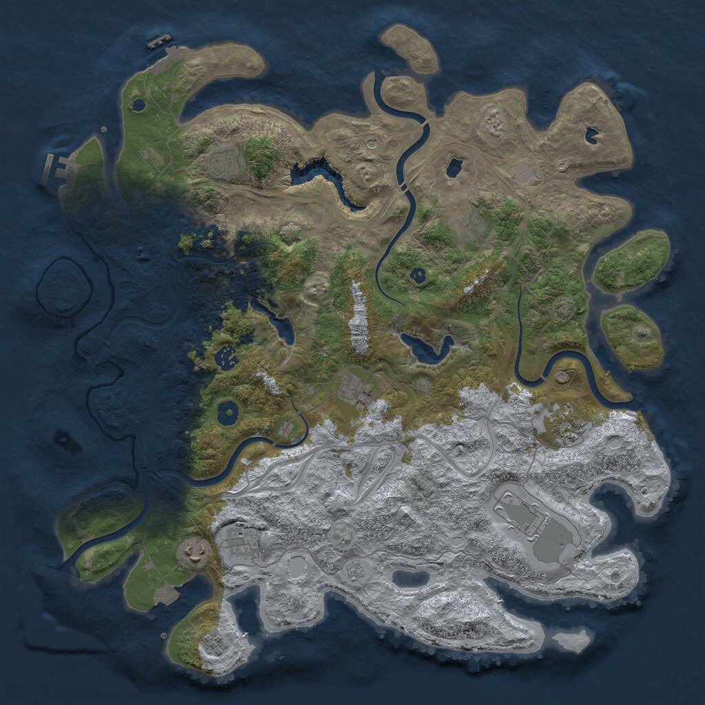 Rust Map: Procedural Map, Size: 4500, Seed: 1893176684, 15 Monuments
