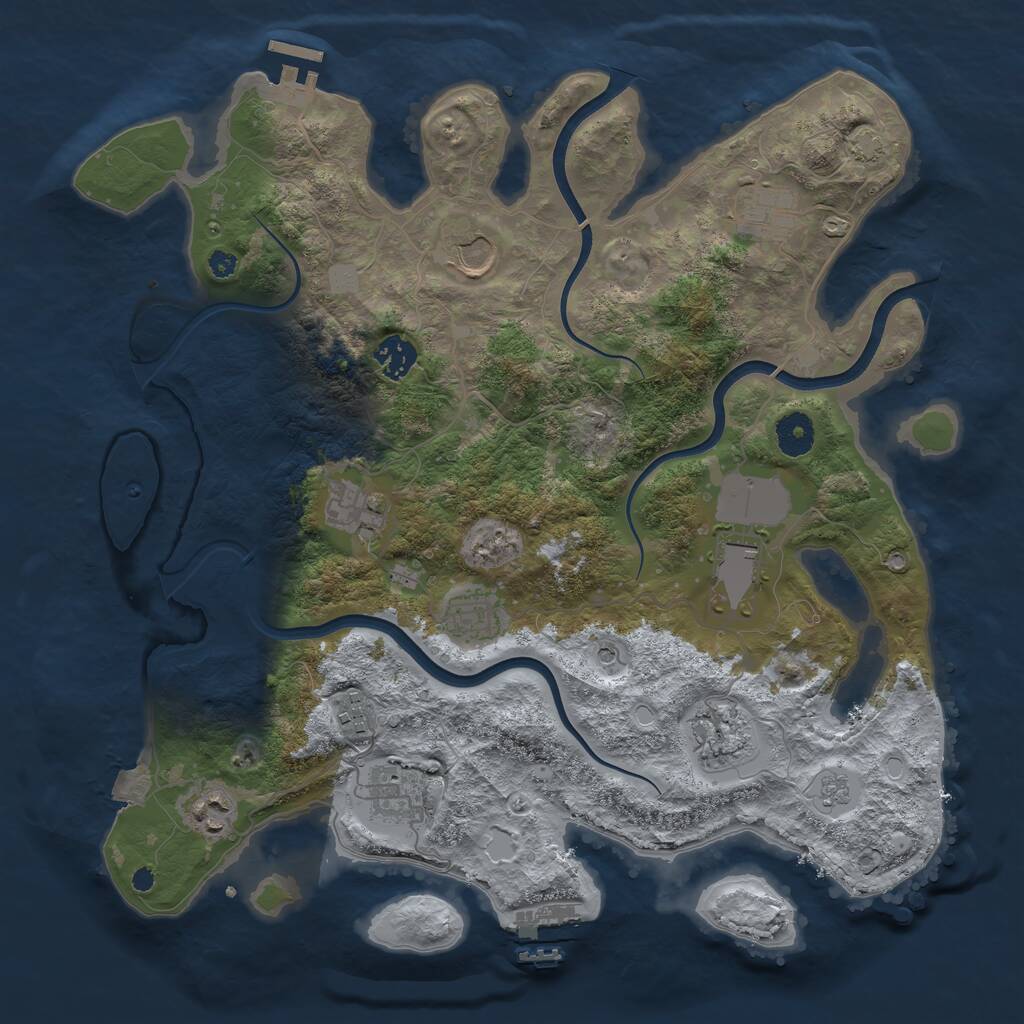 Rust Map: Procedural Map, Size: 3750, Seed: 5957, 16 Monuments