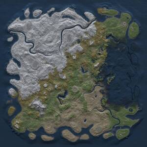 Thumbnail Rust Map: Procedural Map, Size: 6000, Seed: 909090909, 17 Monuments
