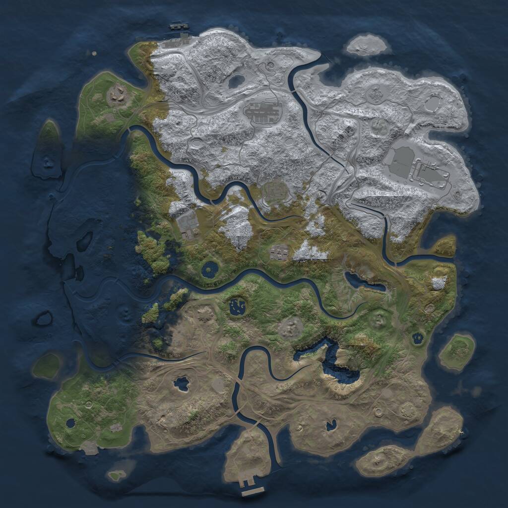 Rust Map: Procedural Map, Size: 4500, Seed: 1826741987, 14 Monuments
