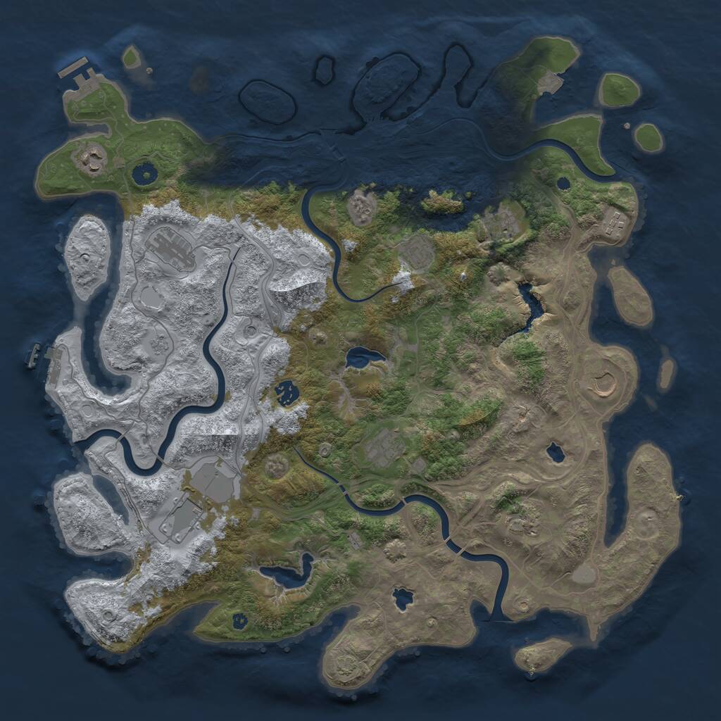 Rust Map: Procedural Map, Size: 4500, Seed: 837228376, 16 Monuments