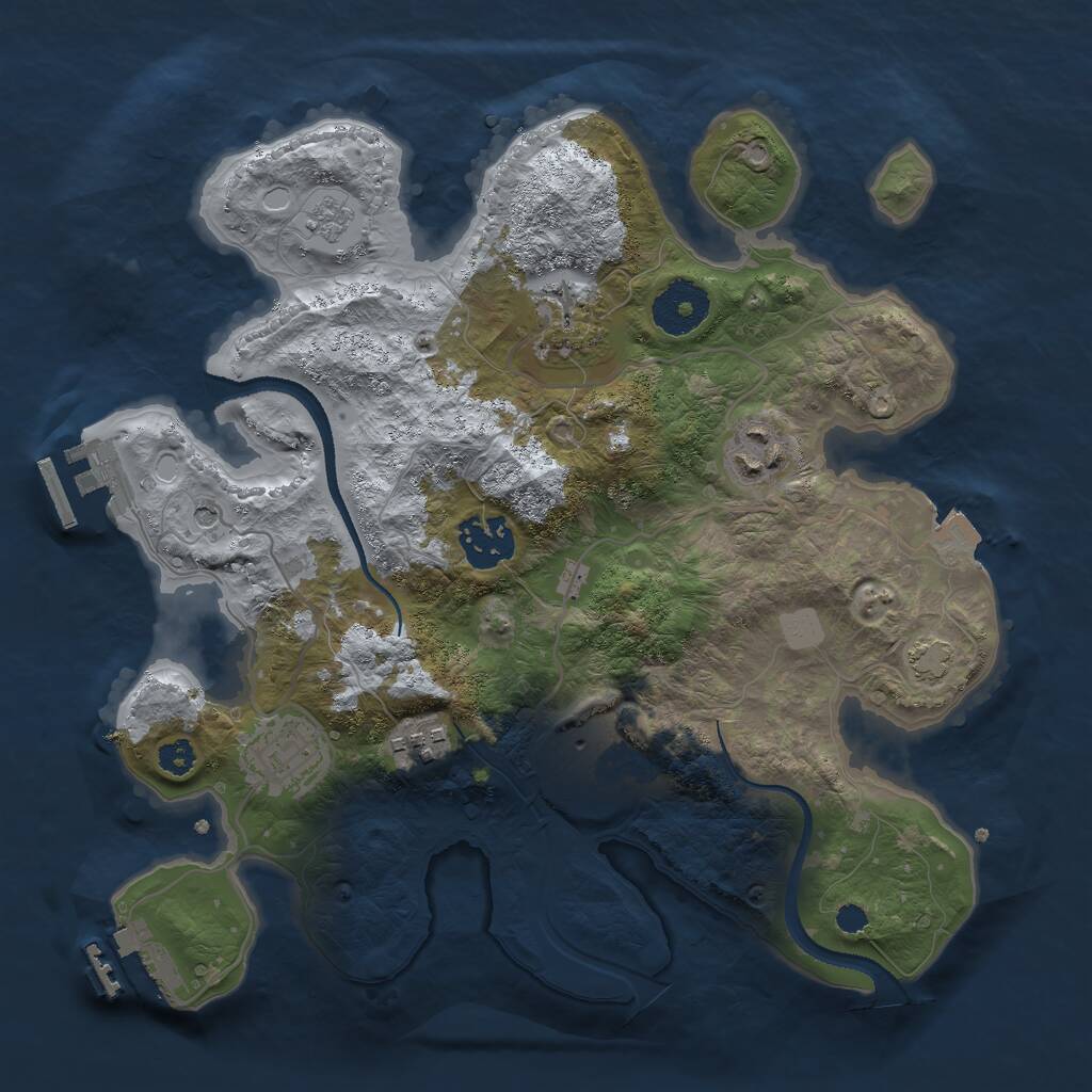 Rust Map: Procedural Map, Size: 3000, Seed: 34521, 12 Monuments