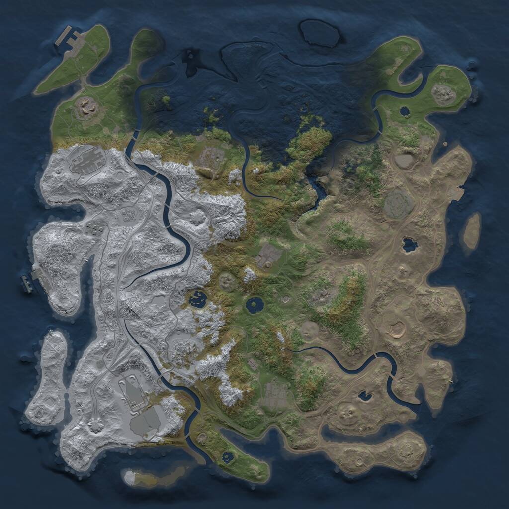 Rust Map: Procedural Map, Size: 4500, Seed: 595071737, 17 Monuments