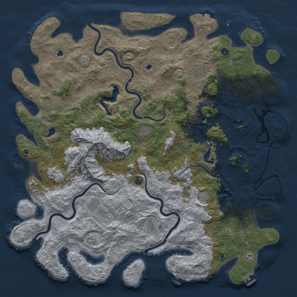 Rust Map: Procedural Map, Size: 6000, Seed: 743980, 17 Monuments