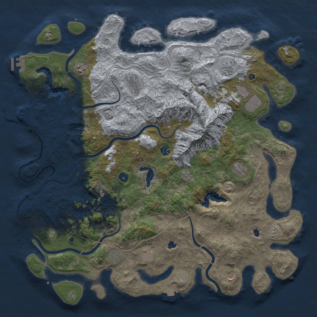 Rust Map: Procedural Map, Size: 5000, Seed: 385538918, 17 Monuments