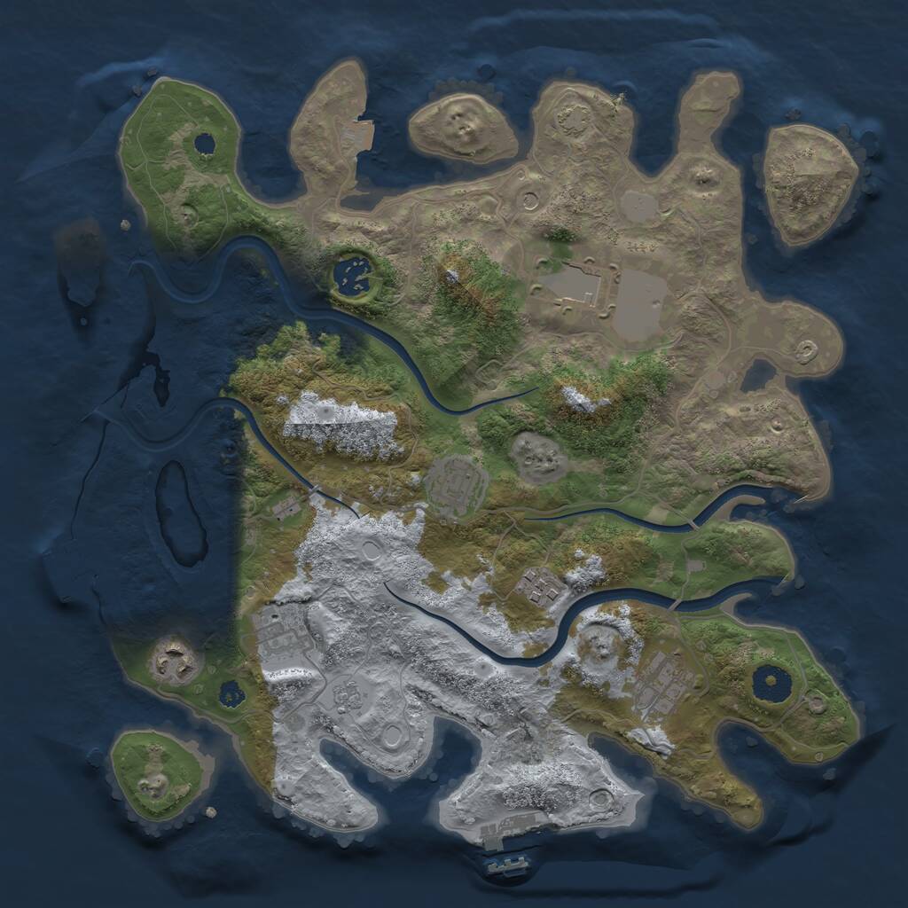 Rust Map: Procedural Map, Size: 3500, Seed: 1807347548, 13 Monuments