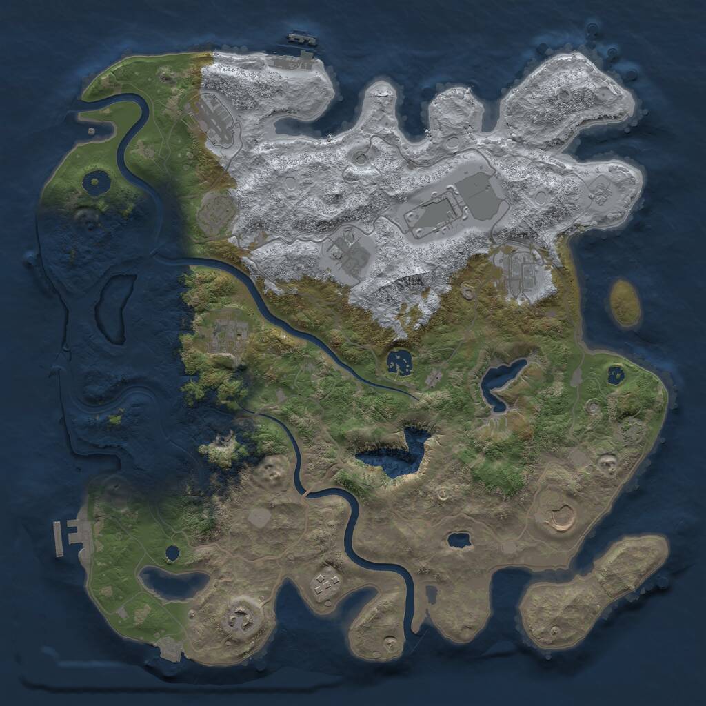 Rust Map: Procedural Map, Size: 4000, Seed: 12131, 16 Monuments