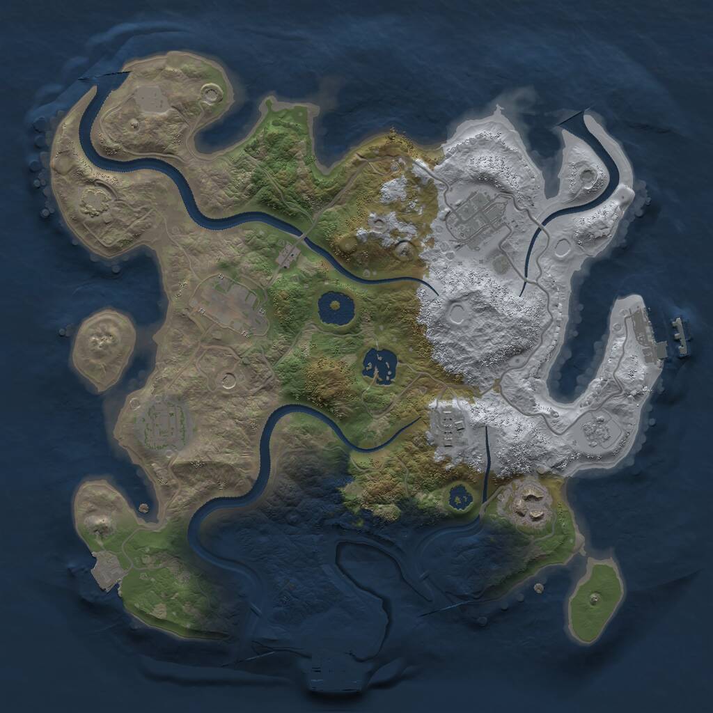 Rust Map: Procedural Map, Size: 3000, Seed: 44501, 12 Monuments