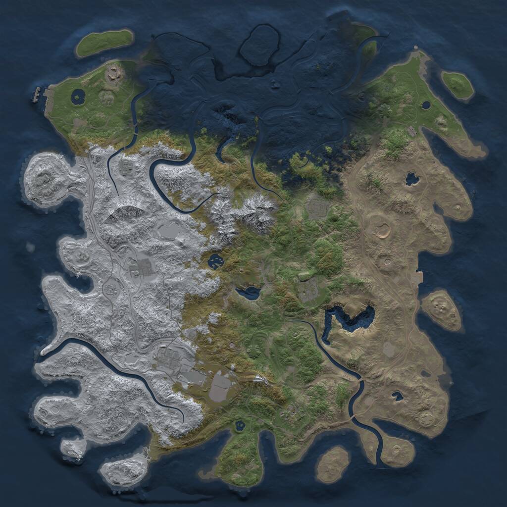 Rust Map: Procedural Map, Size: 5000, Seed: 774565, 16 Monuments