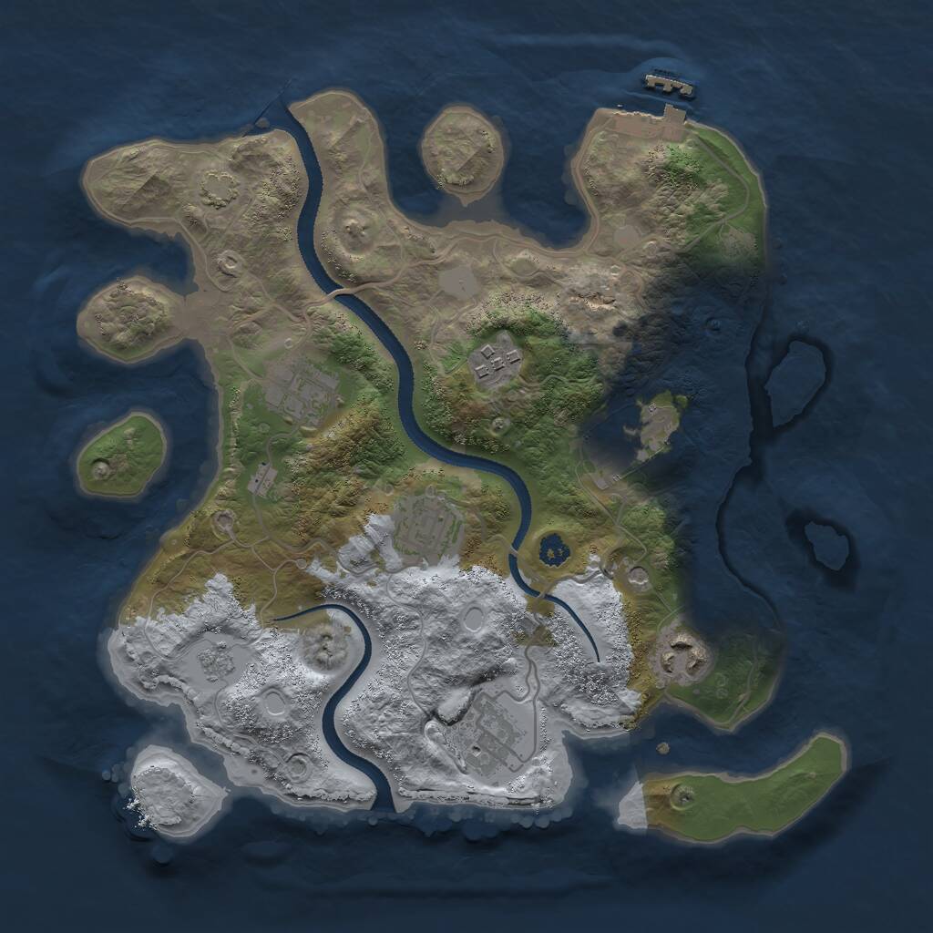 Rust Map: Procedural Map, Size: 3000, Seed: 2029466854, 11 Monuments