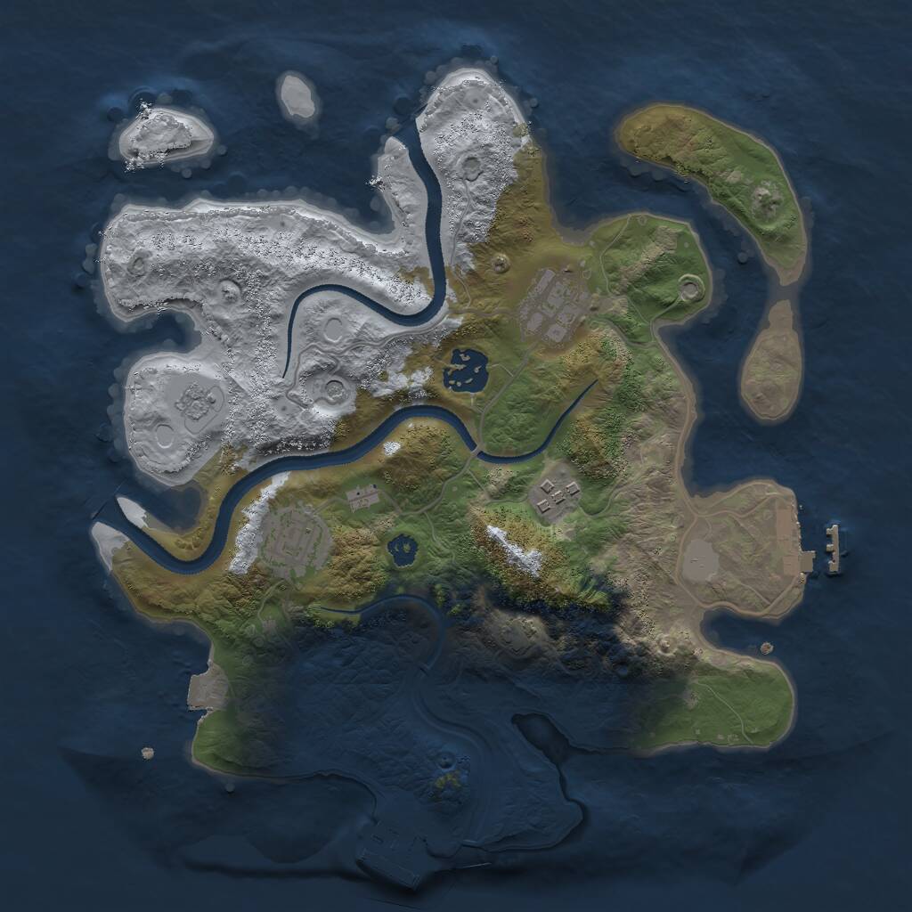 Rust Map: Procedural Map, Size: 3000, Seed: 27174, 10 Monuments