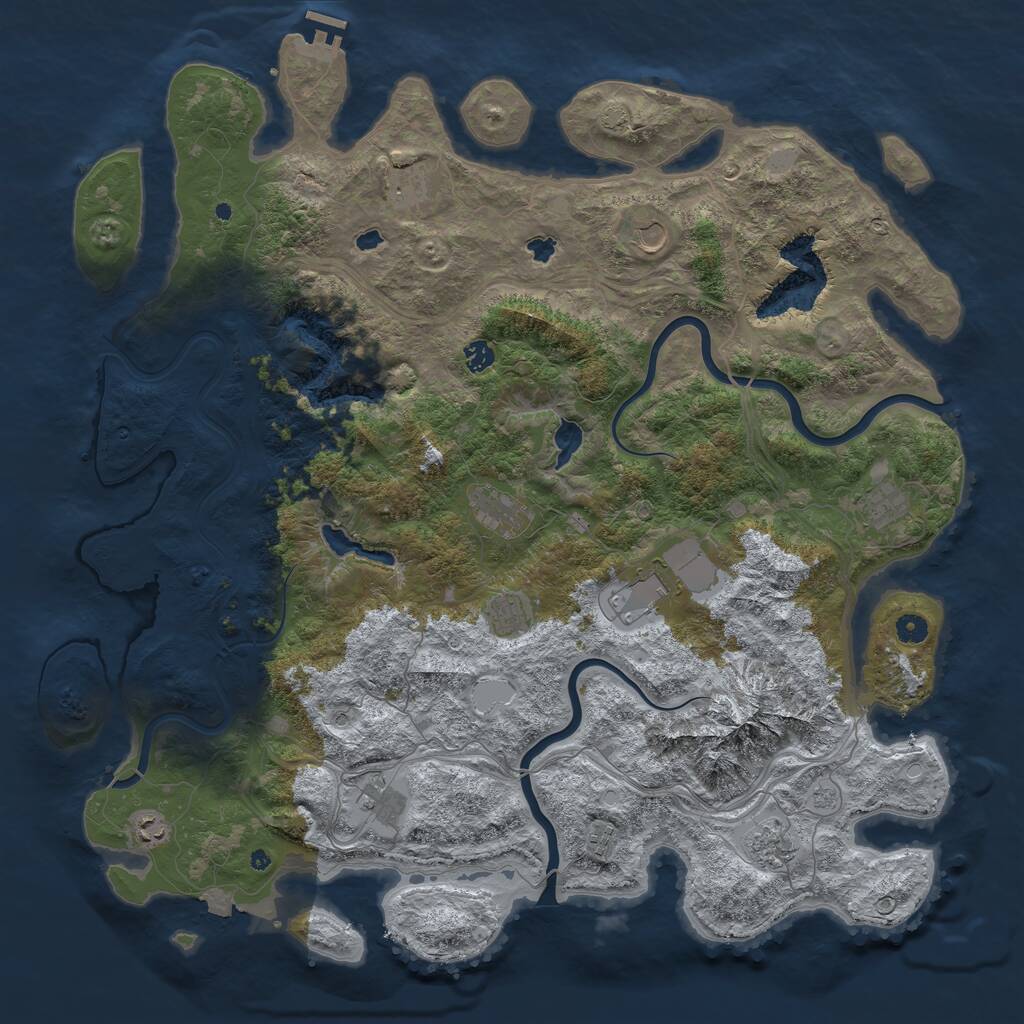 Rust Map: Procedural Map, Size: 5000, Seed: 745420, 16 Monuments