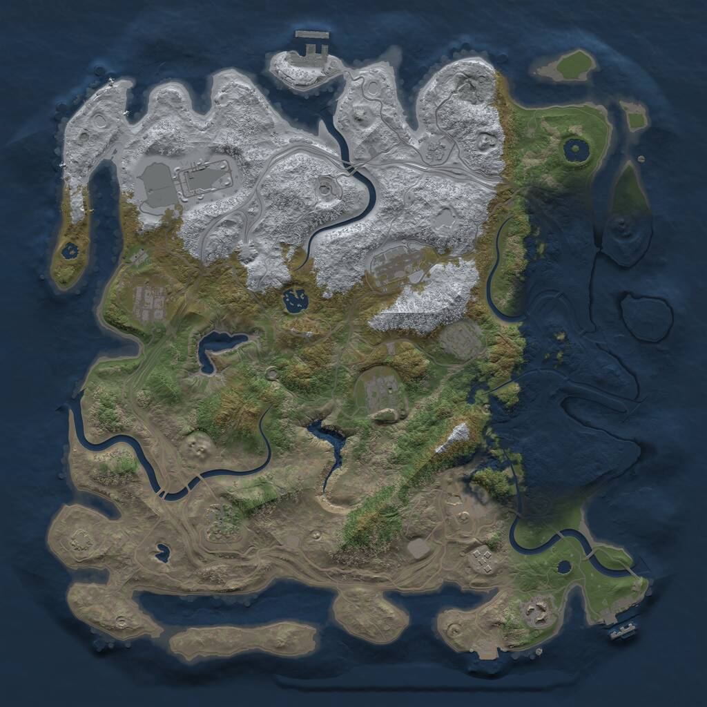 Rust Map: Procedural Map, Size: 4250, Seed: 2075674100, 16 Monuments