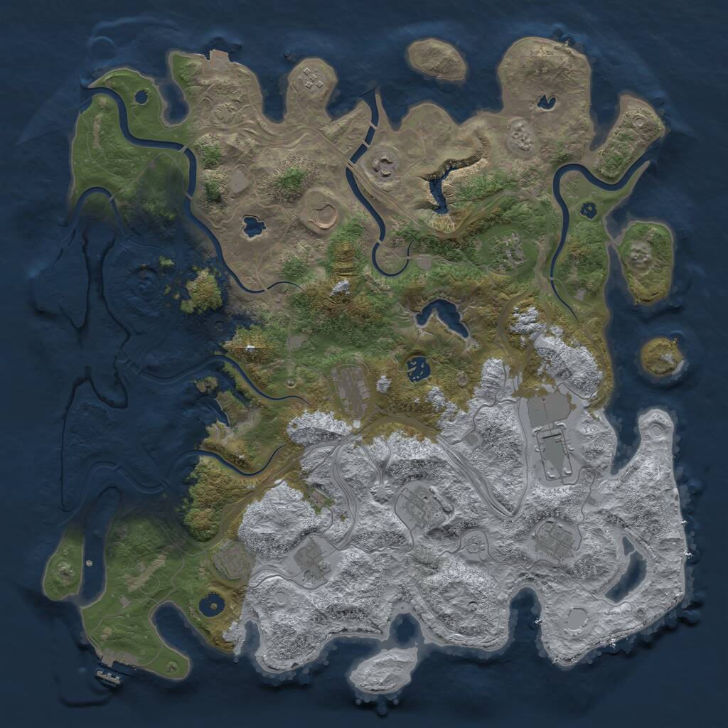 Rust Map: Procedural Map, Size: 4500, Seed: 32659528, 17 Monuments