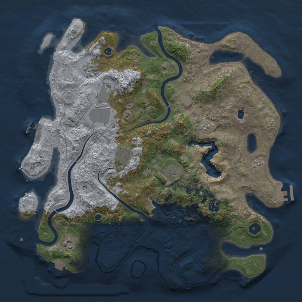 Rust Map: Procedural Map, Size: 4000, Seed: 244772856, 13 Monuments