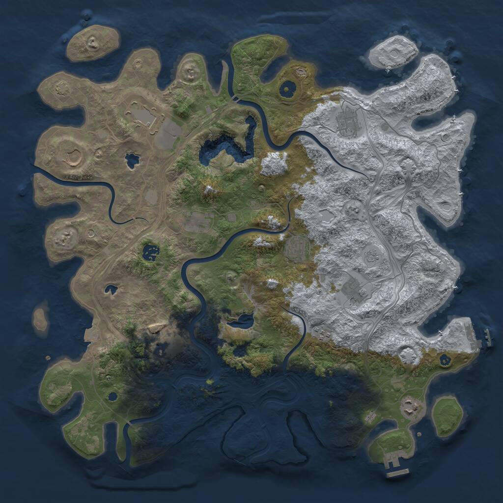 Rust Map: Procedural Map, Size: 4500, Seed: 36753, 16 Monuments