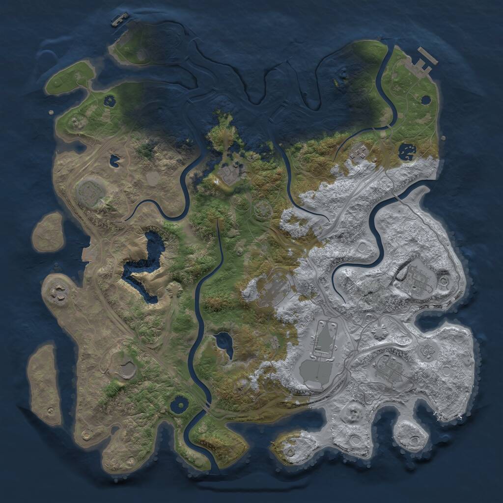 Rust Map: Procedural Map, Size: 4250, Seed: 182473175, 16 Monuments