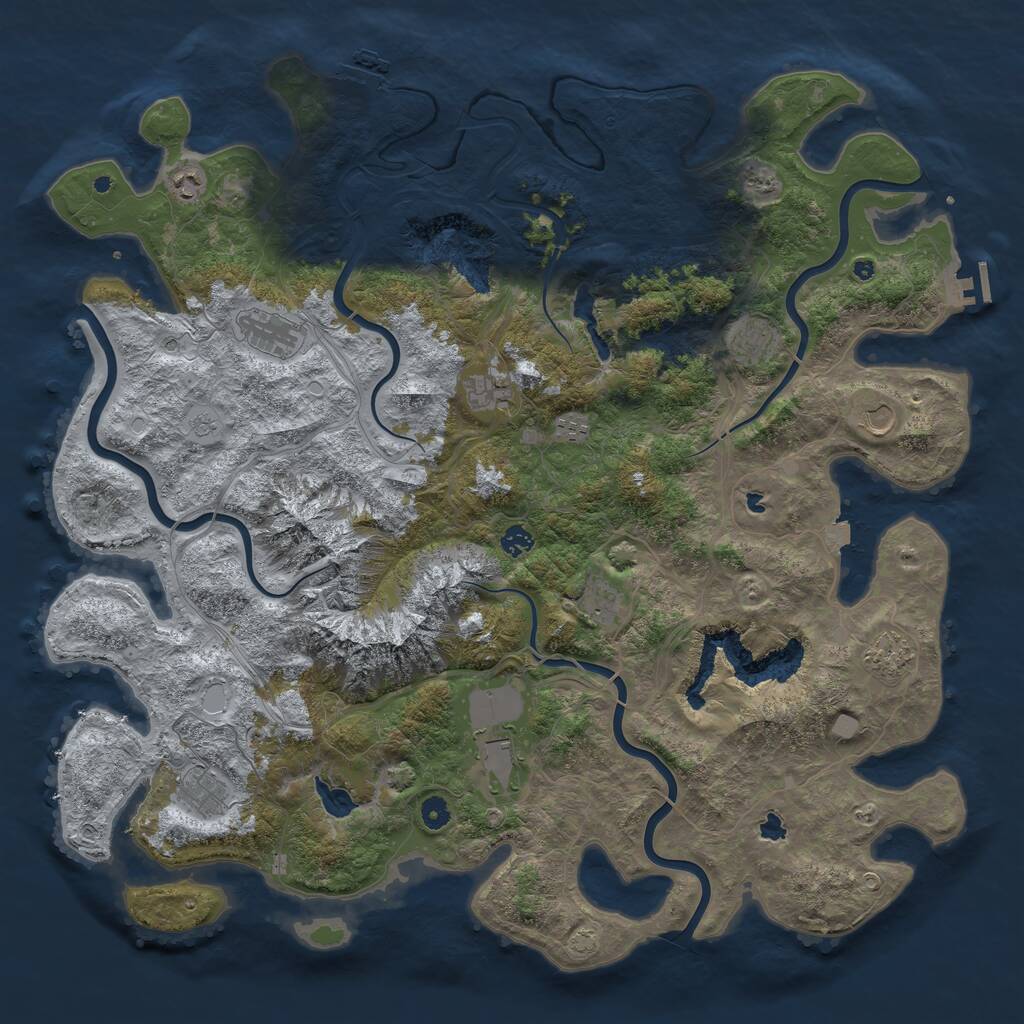 Rust Map: Procedural Map, Size: 5000, Seed: 870627822, 17 Monuments