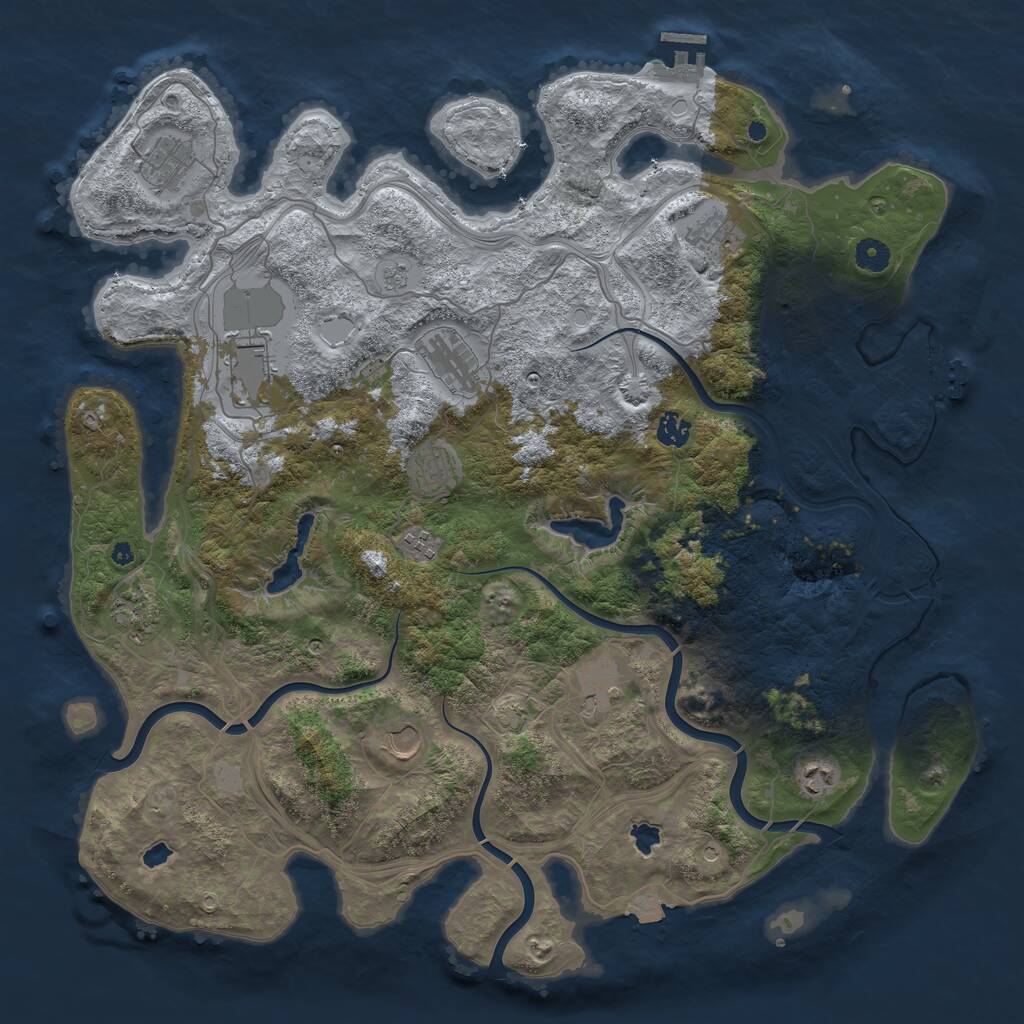 Rust Map: Procedural Map, Size: 4500, Seed: 2143969521, 17 Monuments