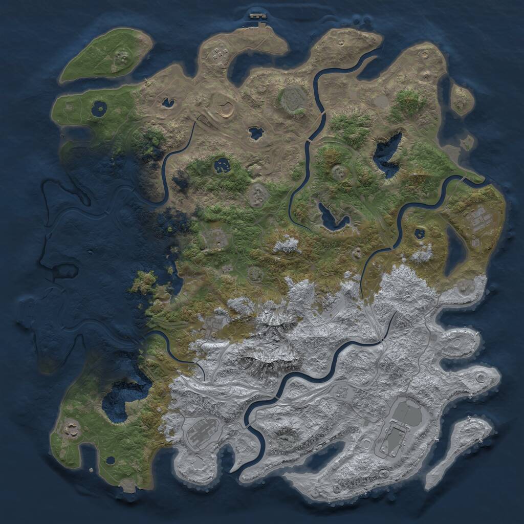 Rust Map: Procedural Map, Size: 5000, Seed: 543535917, 17 Monuments