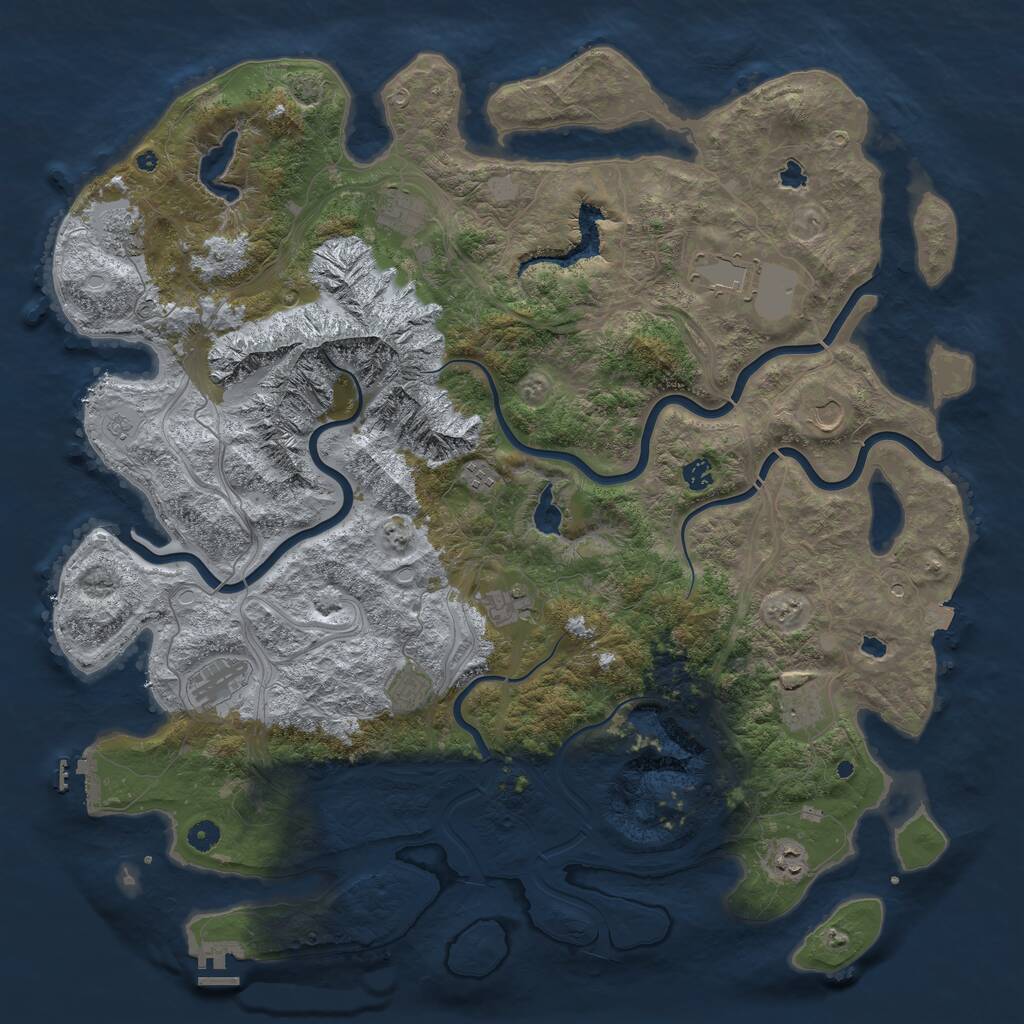 Rust Map: Procedural Map, Size: 5000, Seed: 1696419466, 17 Monuments