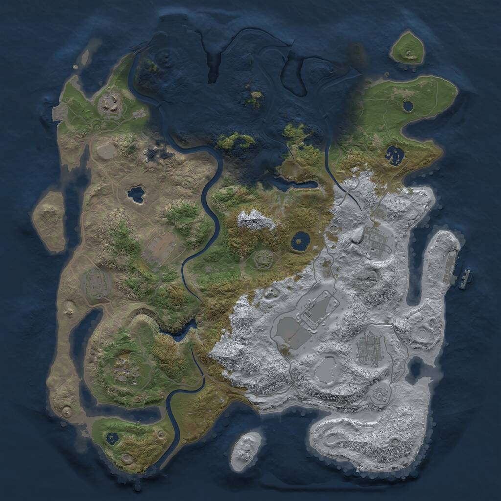 Rust Map: Procedural Map, Size: 4000, Seed: 6999420, 15 Monuments