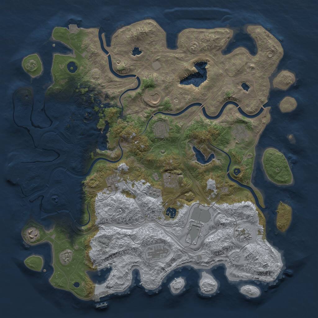 Rust Map: Procedural Map, Size: 4500, Seed: 958854948, 17 Monuments