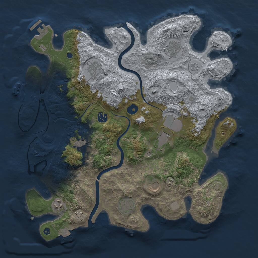 Rust Map: Procedural Map, Size: 3700, Seed: 1331319564, 15 Monuments