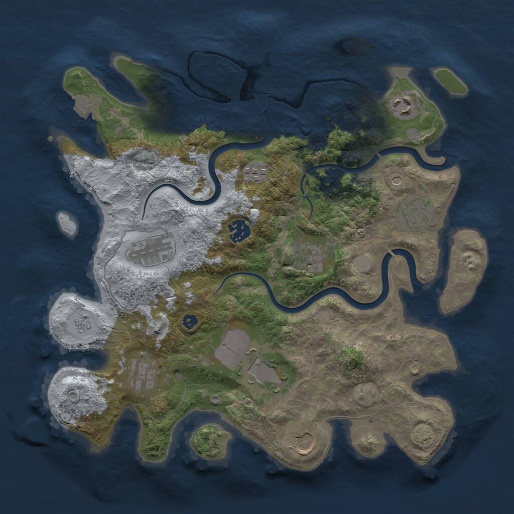 Rust Map: Procedural Map, Size: 3500, Seed: 1444305906, 13 Monuments